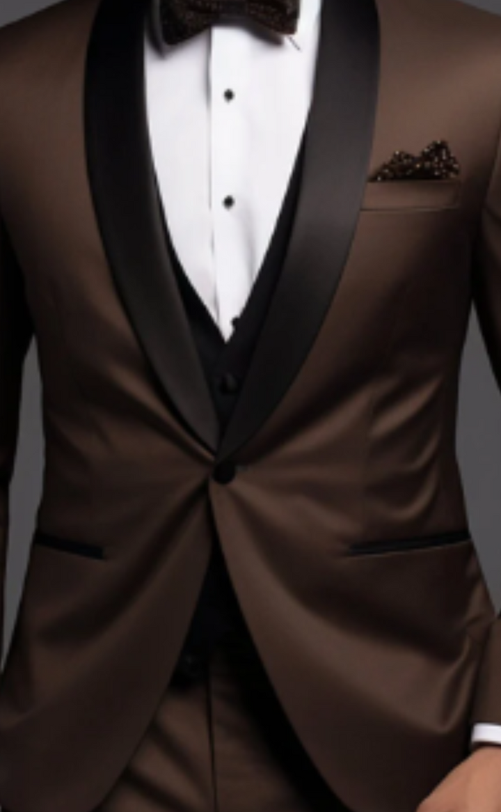 Elegant Coffee Brown Tuxedo Suit for Men - Premium Formal Wear - Tailored Suit