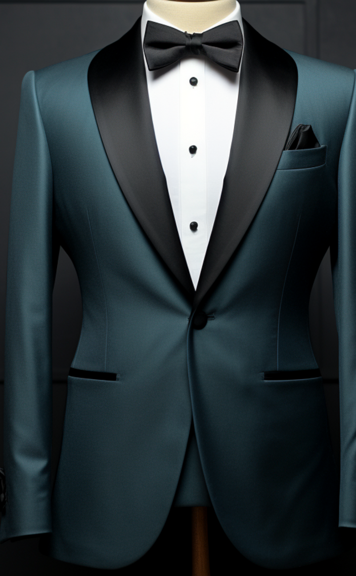 Distinguished Peacock Blue Tuxedo Wedding Suit for Men - Timeless Elegance