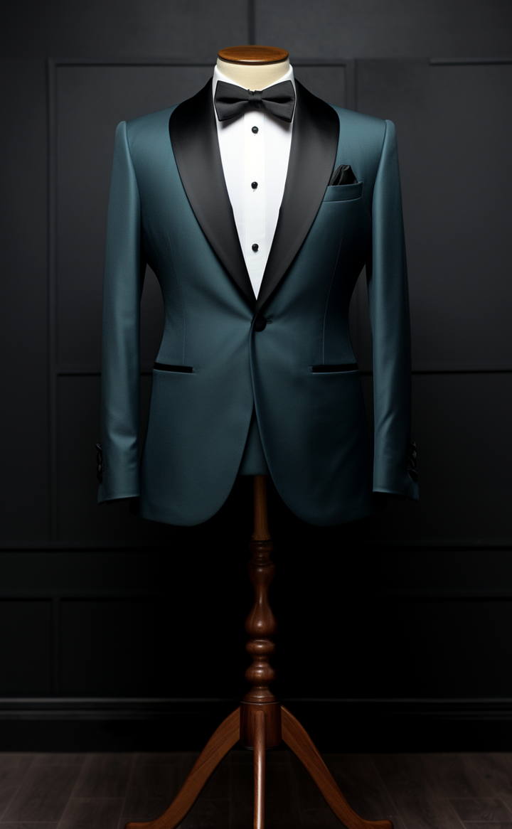 Distinguished Peacock Blue Tuxedo Wedding Suit for Men - Timeless Elegance