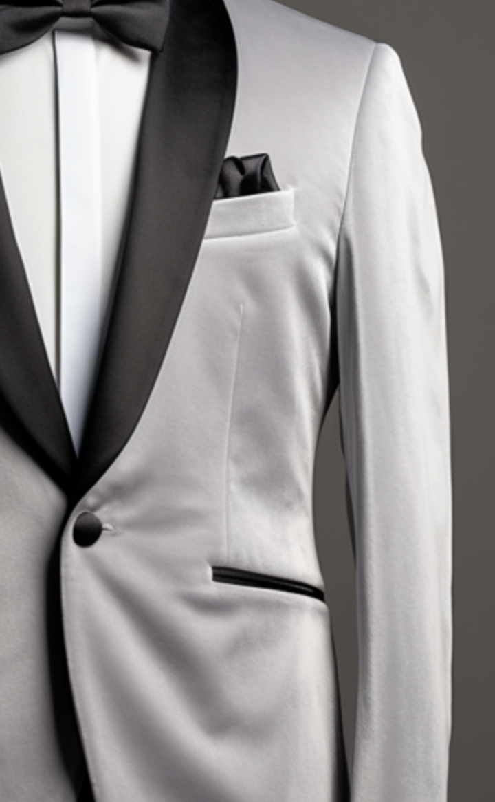 Luxurious  Light Grey Velvet Dinner Jacket for Men