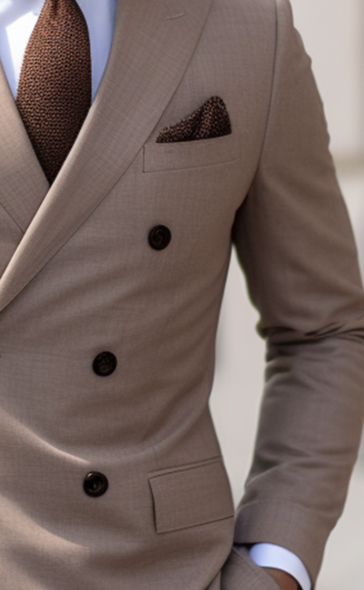 Classic Light Brown Double Breasted Suit for Men