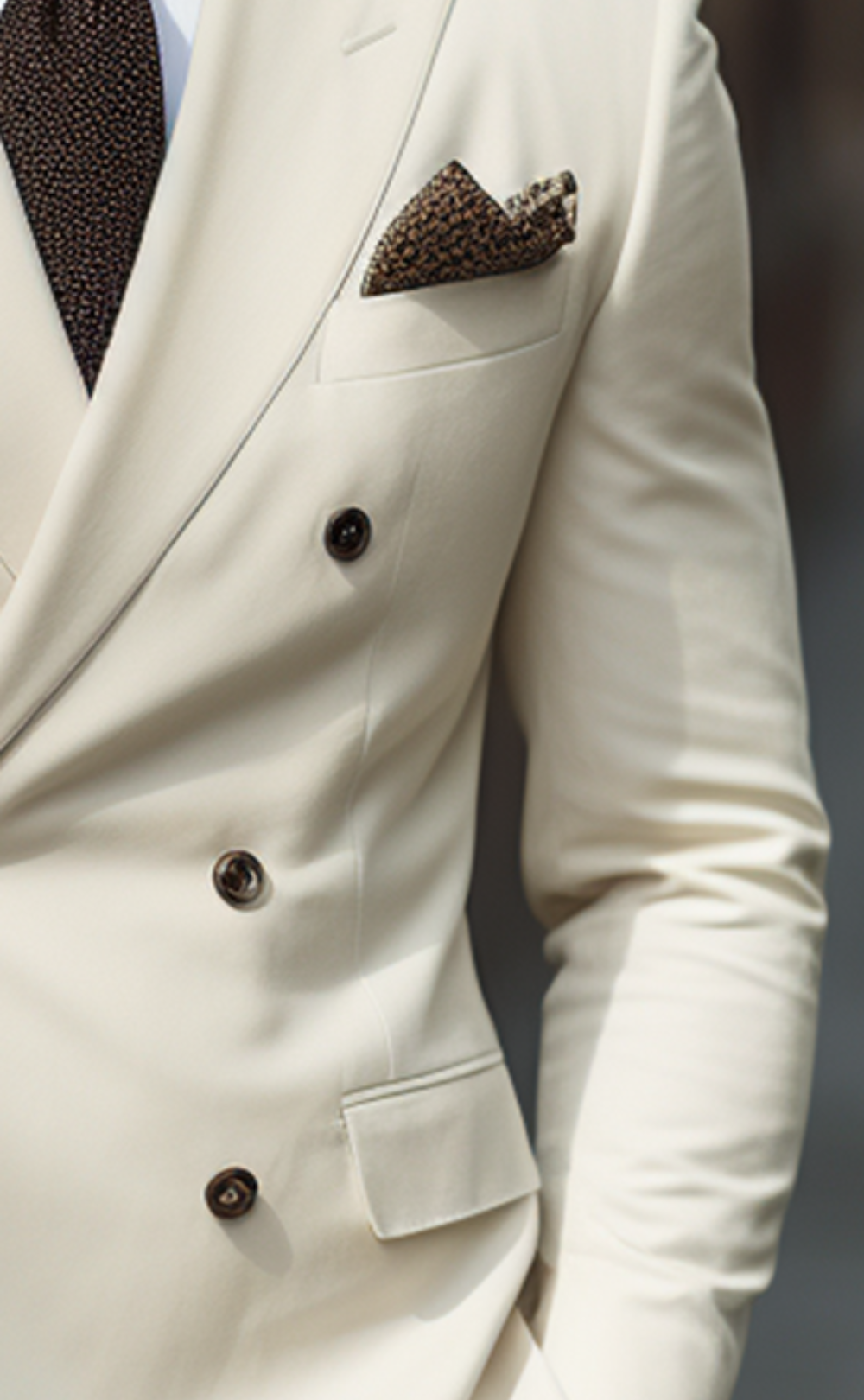 Cream Color Double Breasted Suit for Men