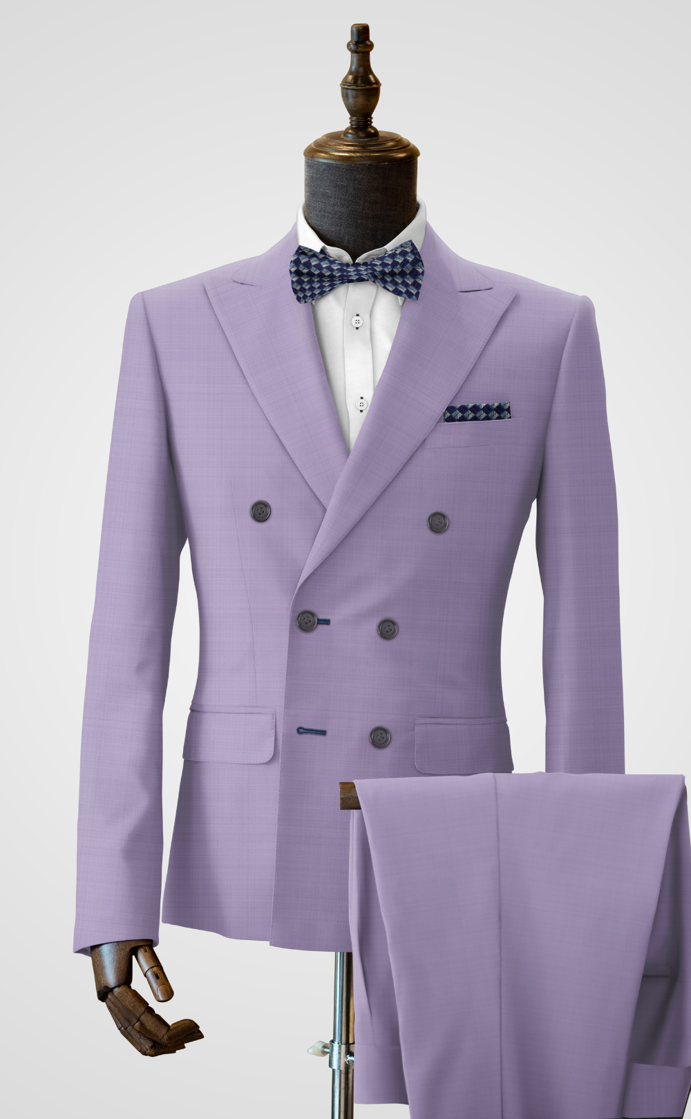 Modern Elegance: Light Purple Double Breasted Suit for Men