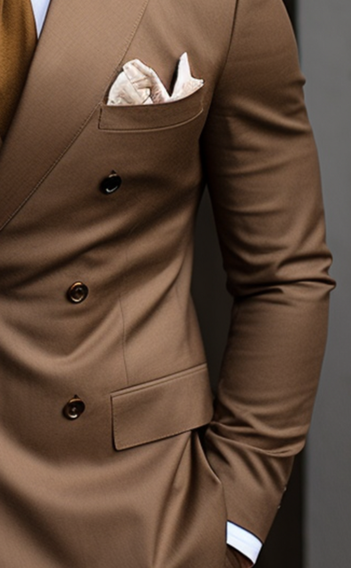 Timeless Elegance & Versatility Light Brown Double Breasted Suit for Men