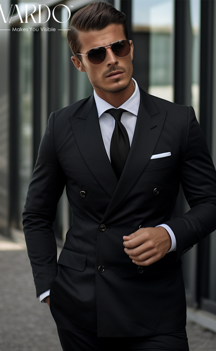 Classic Style: Men's Black Double Breasted Suit for a Timeless Statement