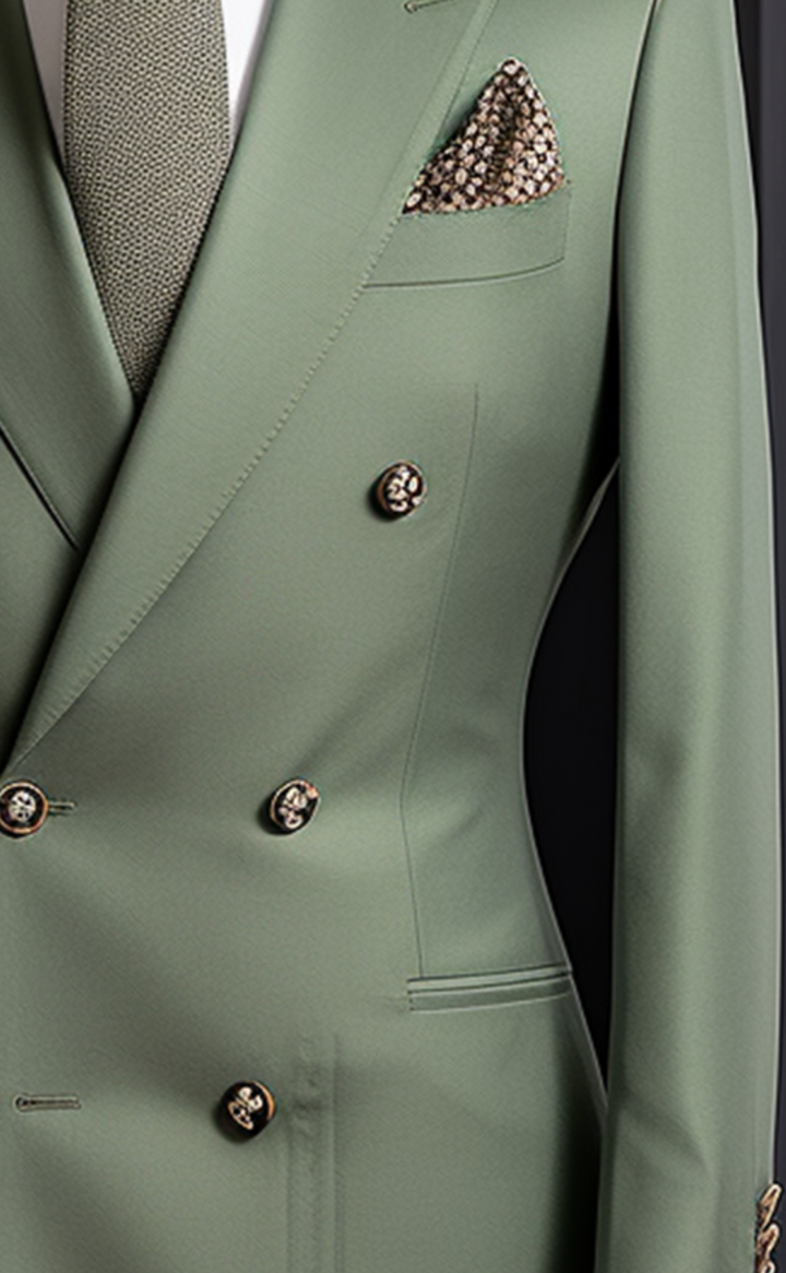 Sophisticated Sage Green Double Breasted Suit for Men