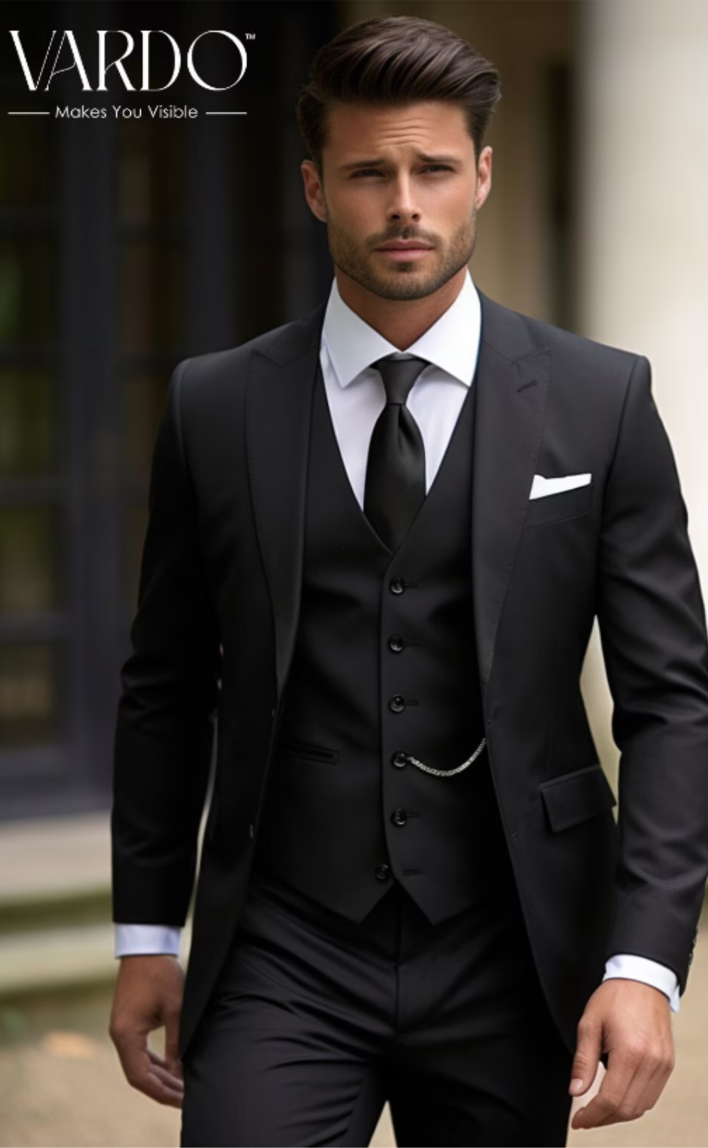 Premium Formal Black Three Piece Suit for Men - Tailored Suit - The Rising Sun store, Vardo