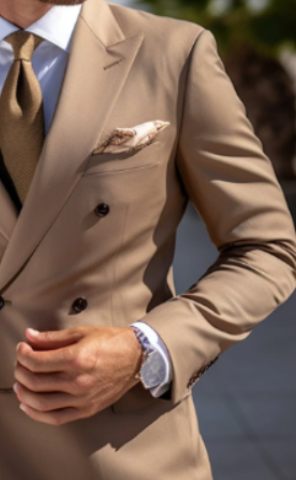 Premium Dessert Sand Brown Double Breasted Suit