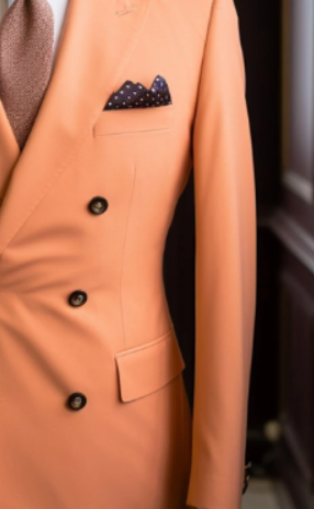 Men's Light Orange Double Breasted Suit