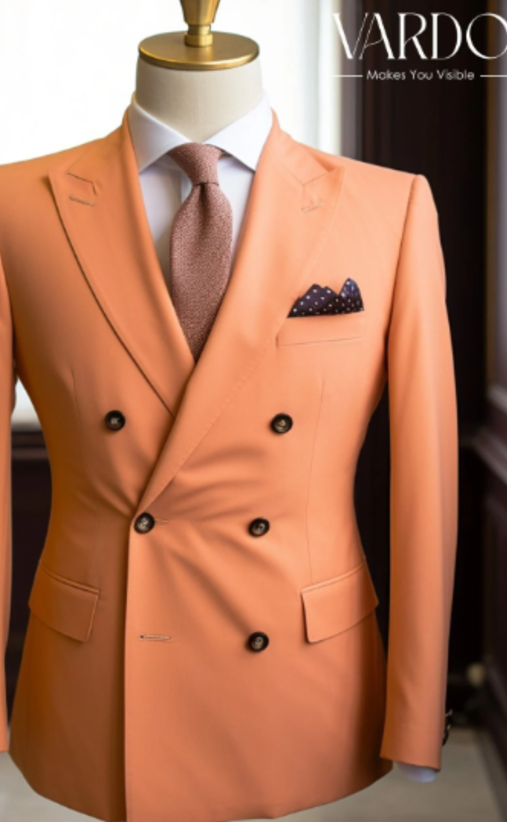 Men's Light Orange Double Breasted Suit