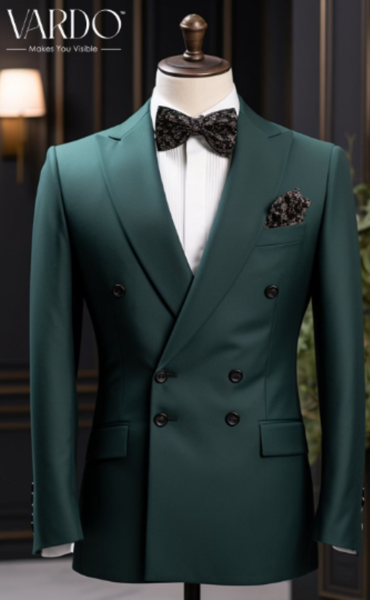 Classic Teal Double-Breasted Suit for Men