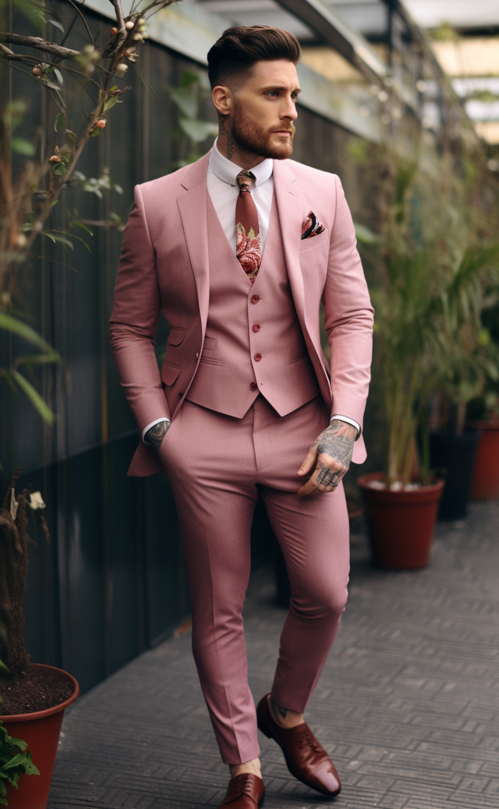 DUSTY ROSE SUIT 3-PIECE SUIT