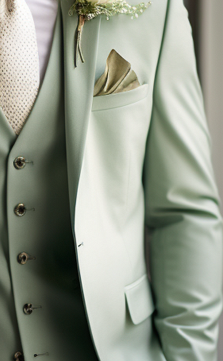 Elegant Sage Green Three-Piece Suit for Men