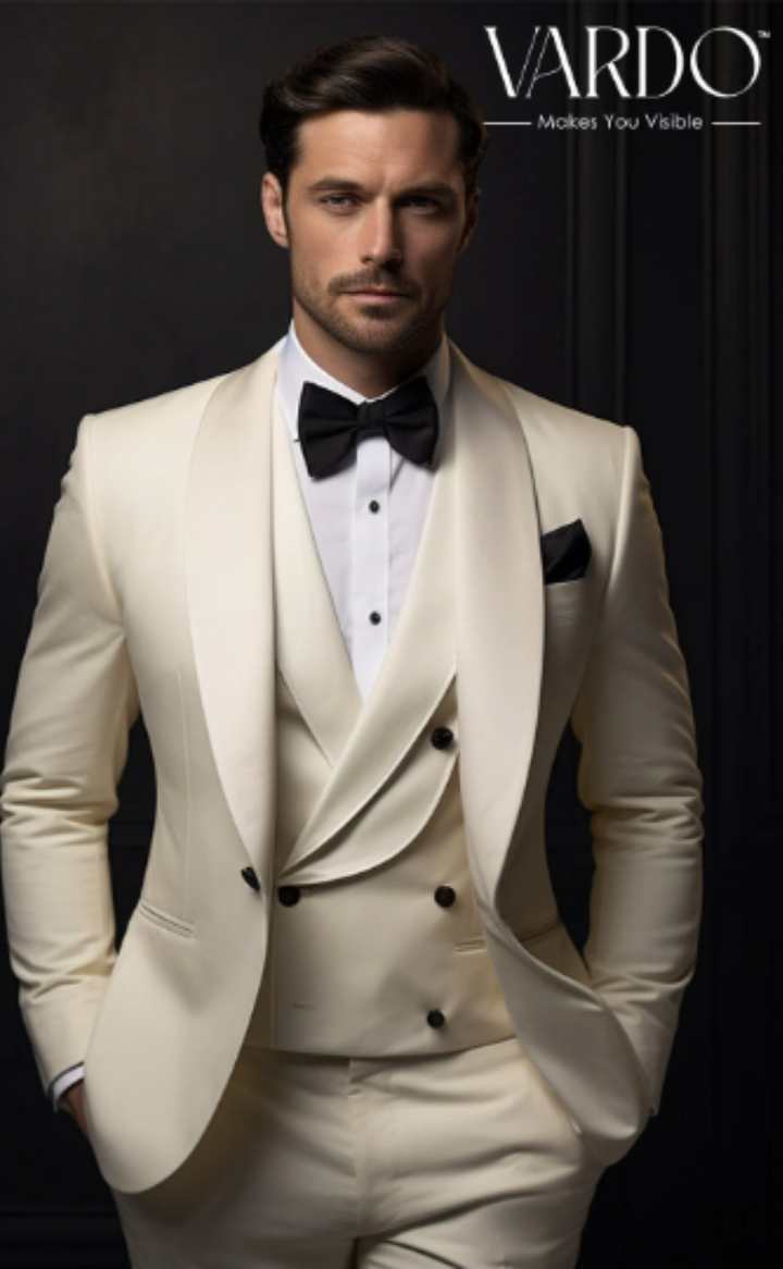 Elegant Ivory Tuxedo Suit for Men