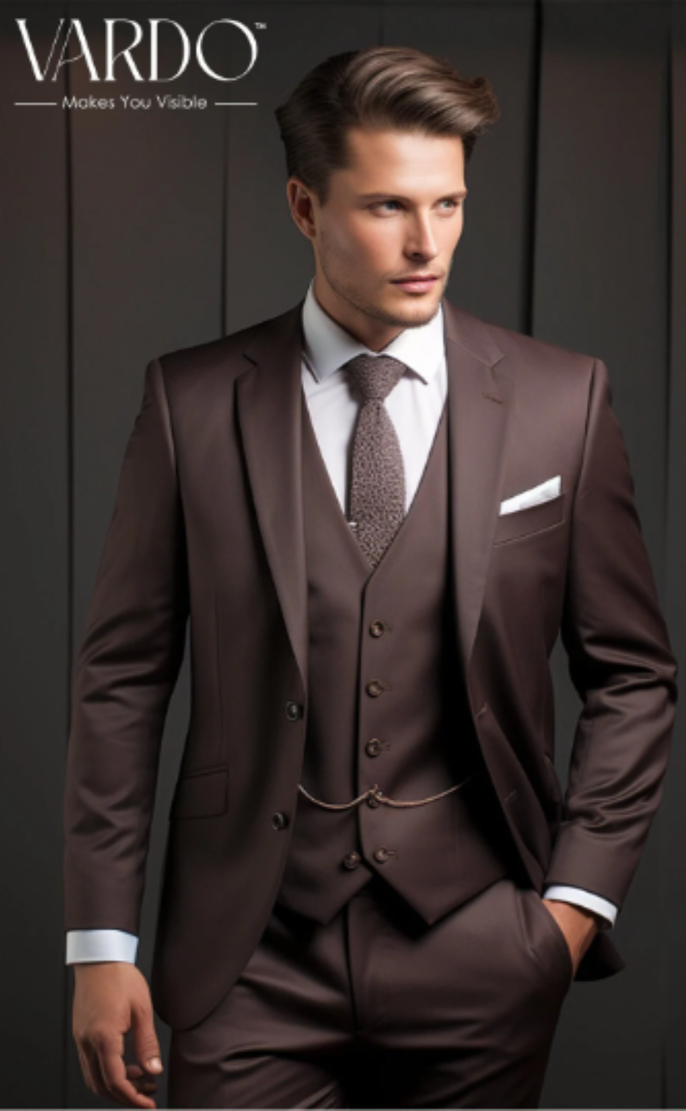 Dark Brown Three Piece Suit