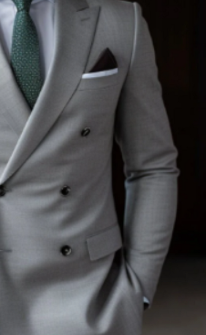 Worsted Grey Double Breasted Suit