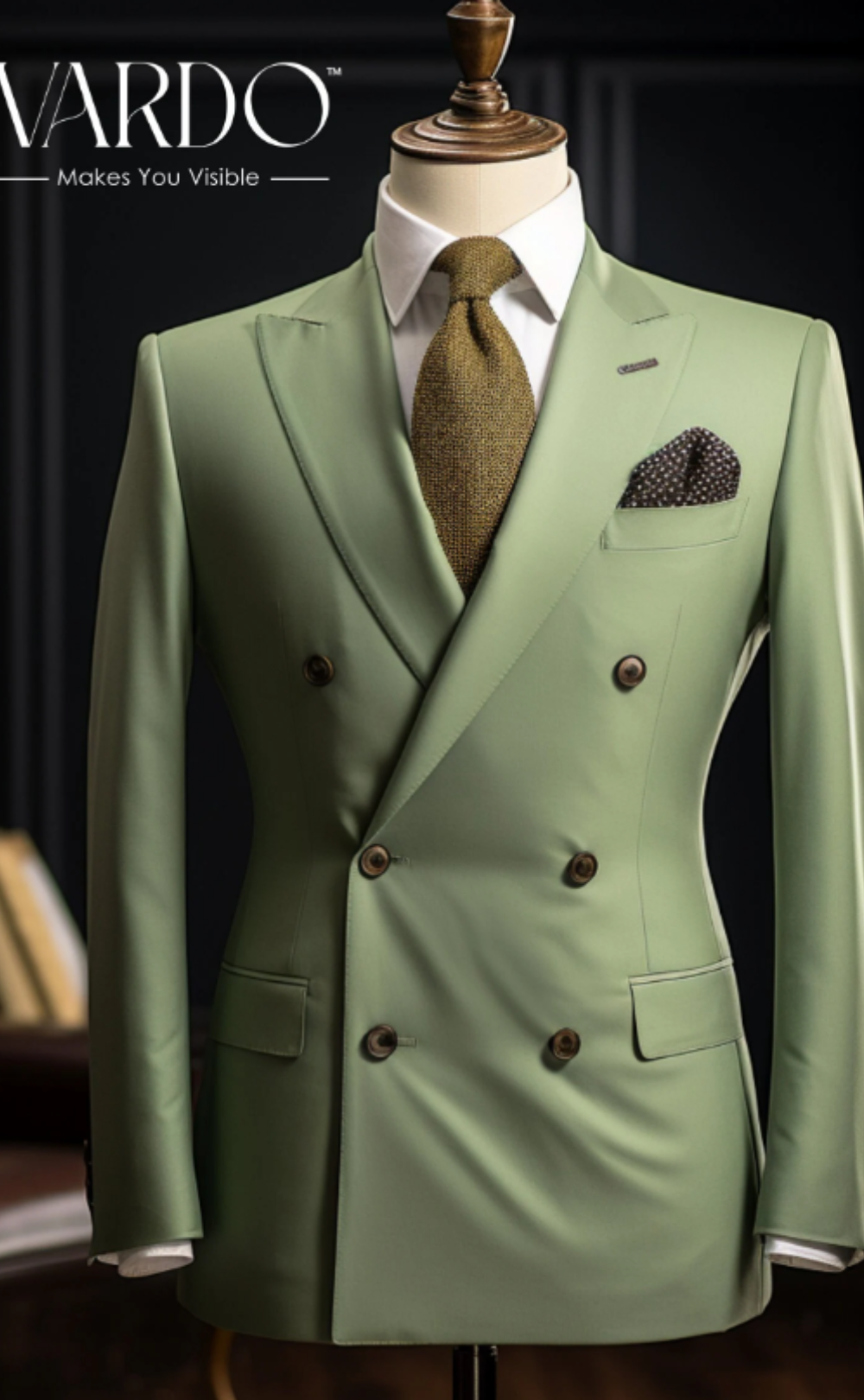 Sage Green Men's Double-Breasted Suit - Sophisticated Modern Tailoring - Standout Formal Wear, The Rising Sun Store, Vardo