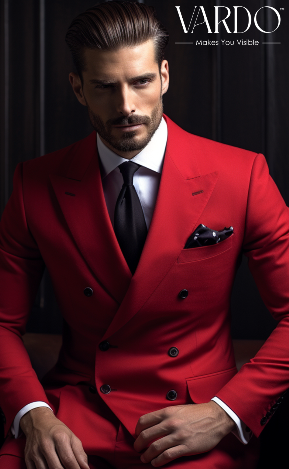 Stylish Red Double Breasted Suit for Men