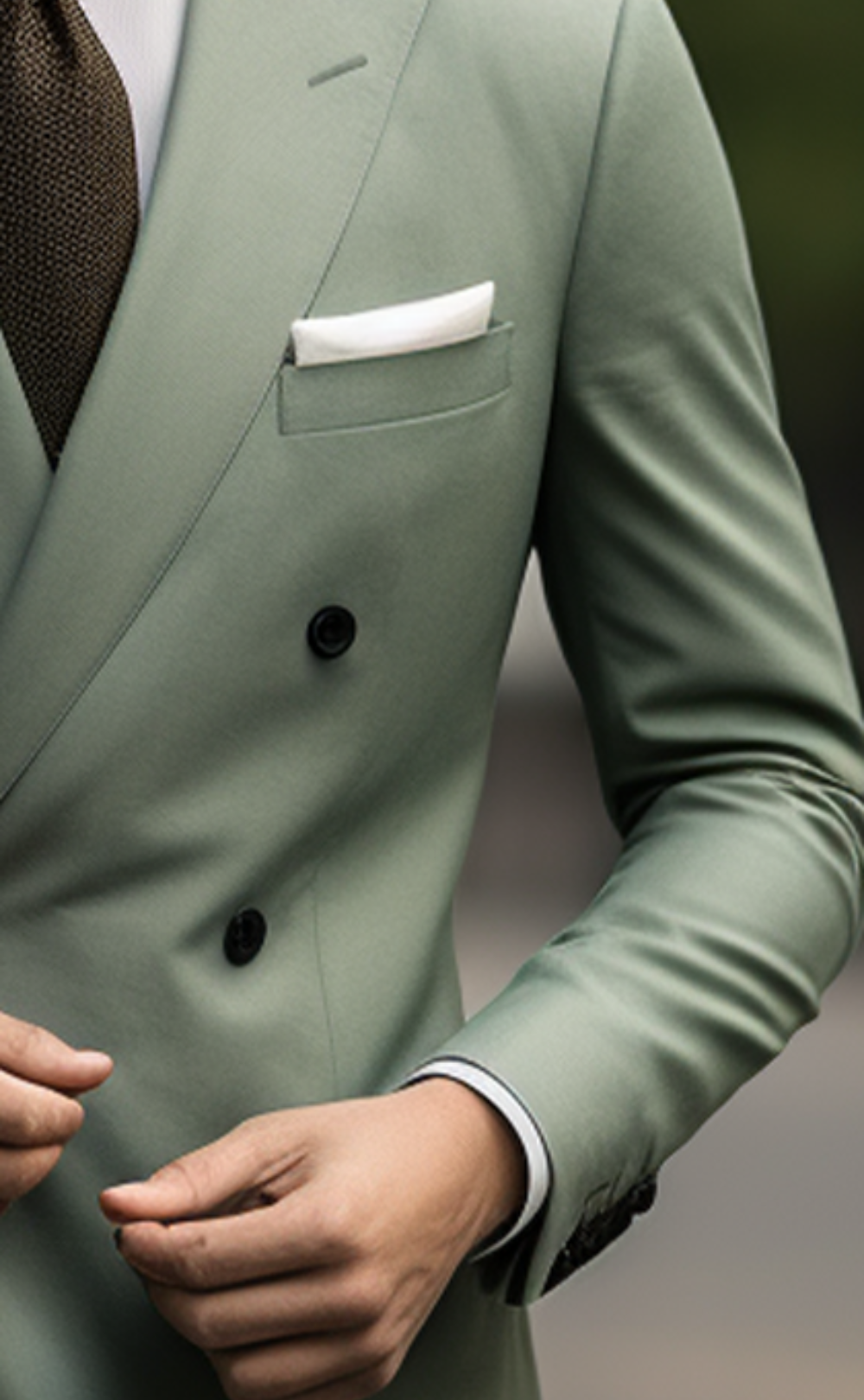 Stylish Sage Green Double Breasted Suit for Men