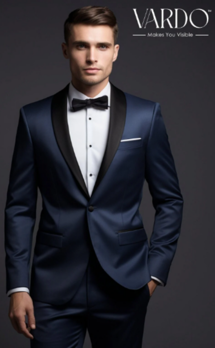 Premium Classic Dark Blue Two-Piece Tuxedo Suit