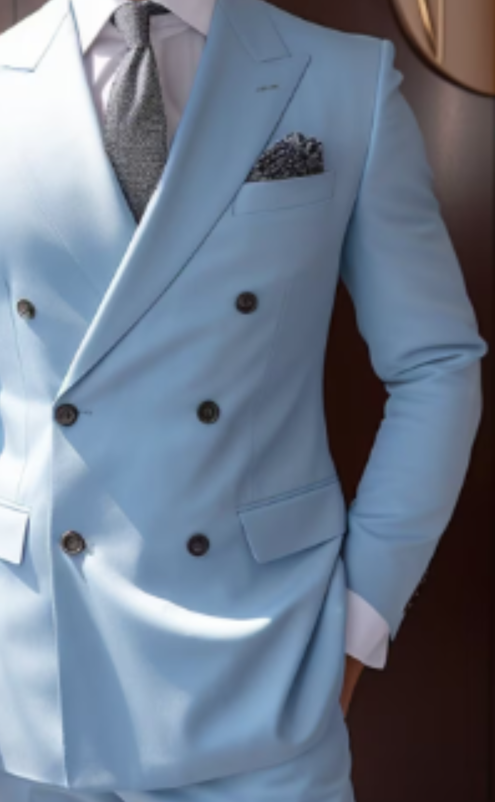 Light Sky Double Breasted Suit for Men