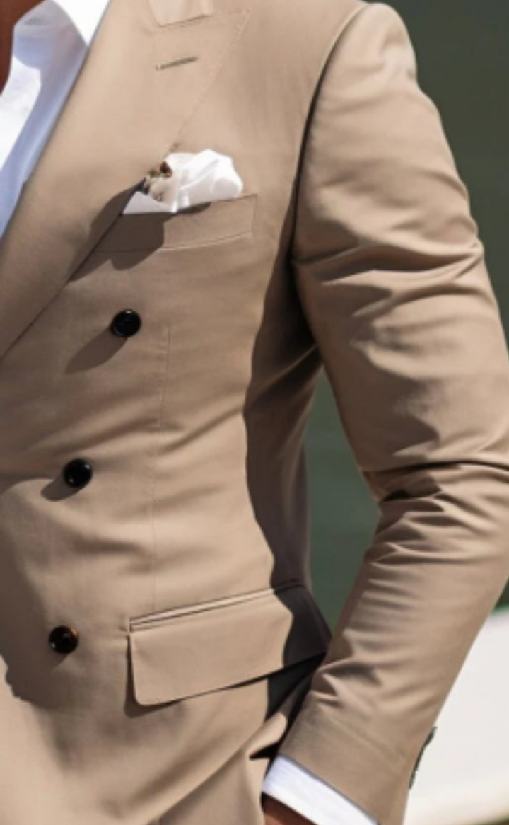 Men's Dessert Sand Brown Double Breasted Suit