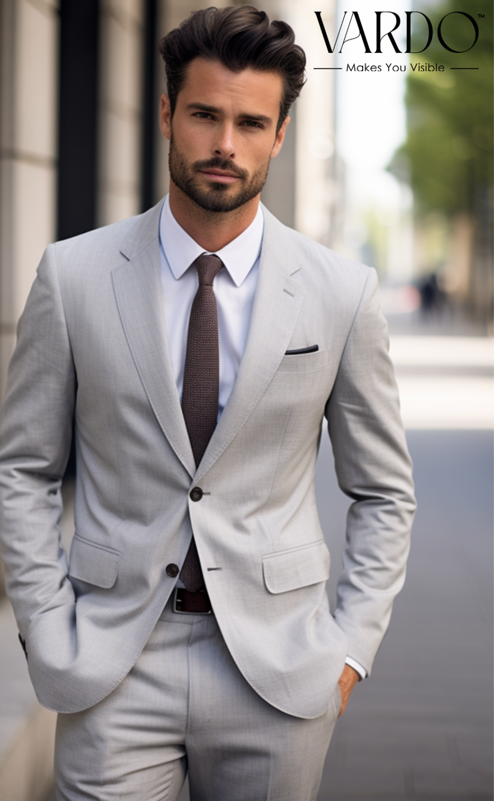 Premium Quality Light Grey Two-Piece Suit for Men