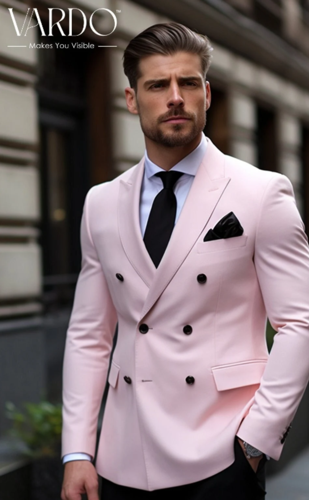 Elegant Light Pink Double Breasted Suit for Men - Wedding & Special Occasion Attire - Tailored Suit - The Rising Sun store, Vardo