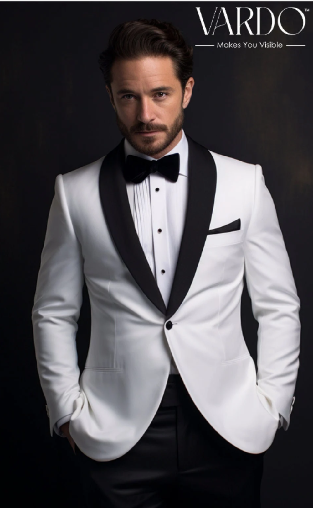 Elegant White Tuxedo Suit for Men  - Tailored Suit - The Rising Sun store, Vardo