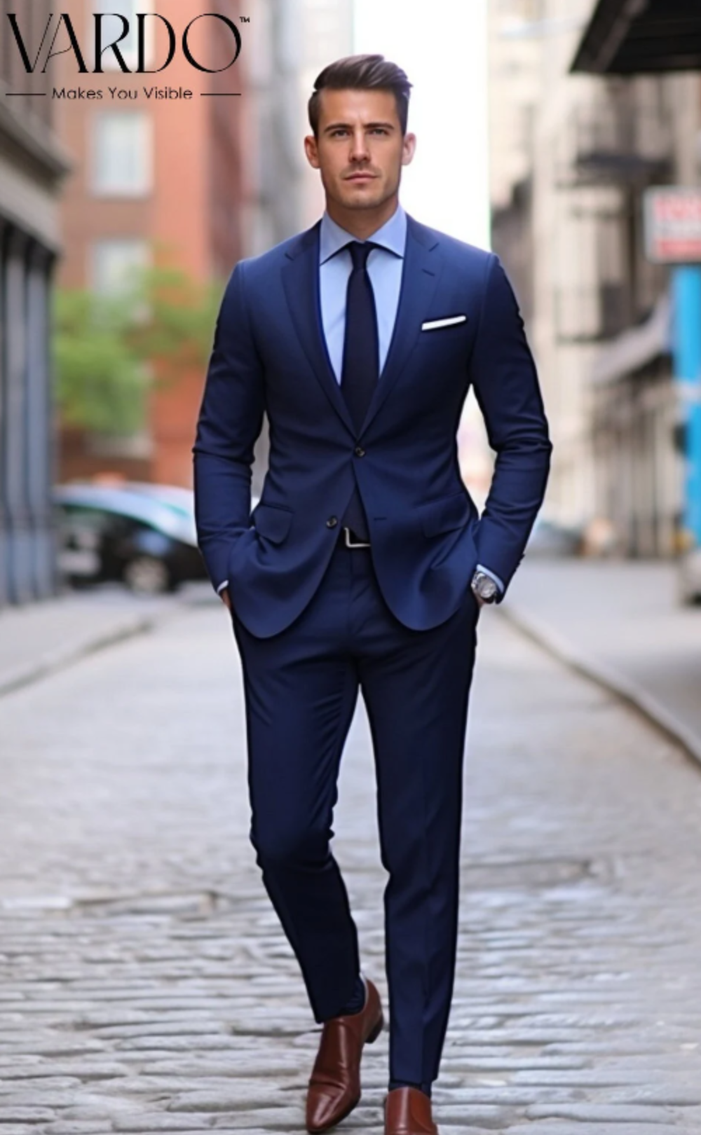 Classic Men's Navy Blue Two-Piece Suit - Elegant, Timeless, and Perfect for Any Occasion- Tailored Suit - The Rising Sun store, Vardo (Copy)