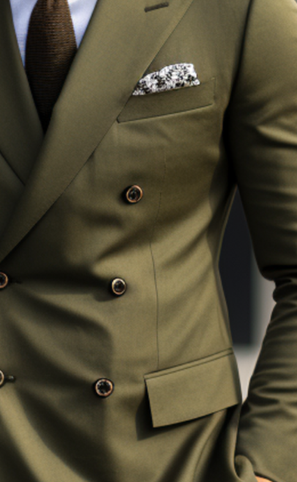 Classic Elegance Khaki Green Double Breasted Suit