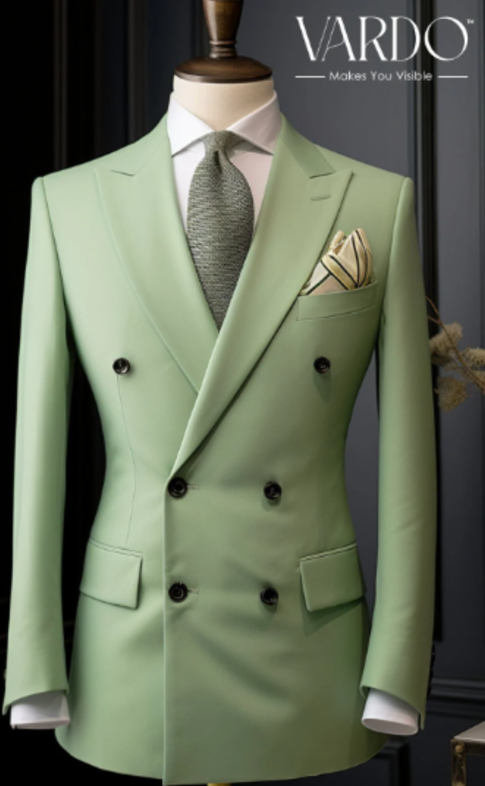 Men's Honey Dew Green Double Breasted Suit for Men