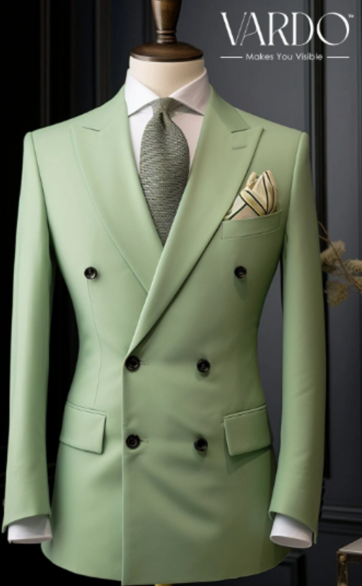 Men's Honey Dew Green Double Breasted Suit for Men