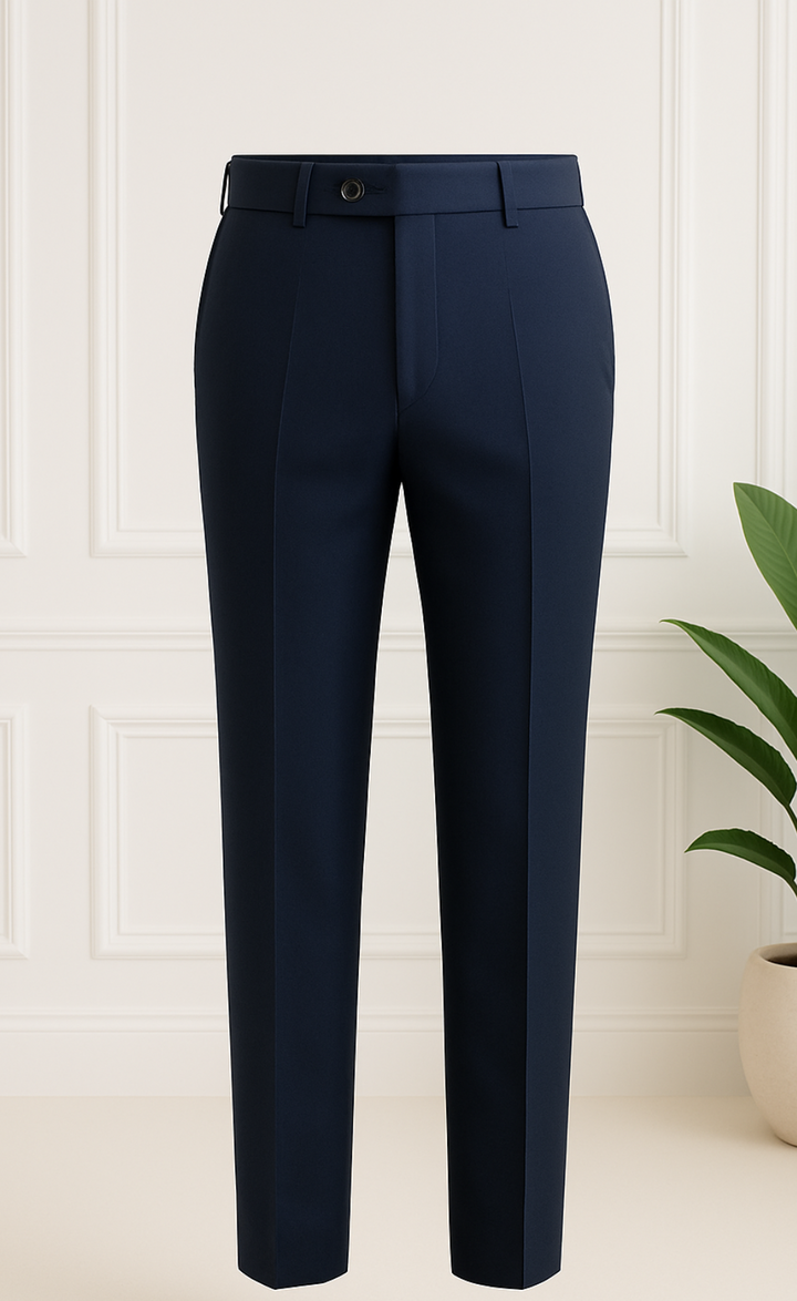 Midnight Navy Tuxedo Suit with Black Satin Lapel – 3 Piece Wedding & Formalwear Set