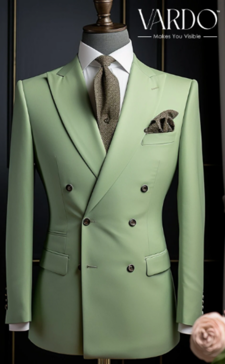 Men's Honey Dew Green Double Breasted Suit for Men