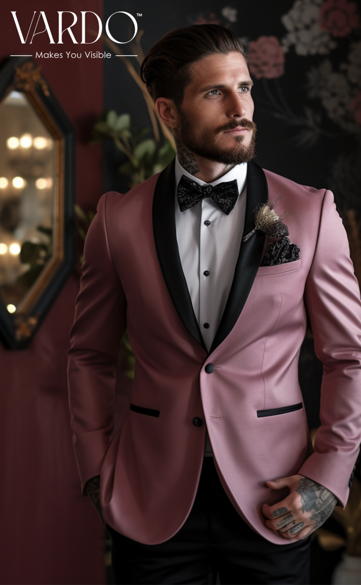 Dusty Rose Tuxedo Suit for Men-Elegant Wedding Attire