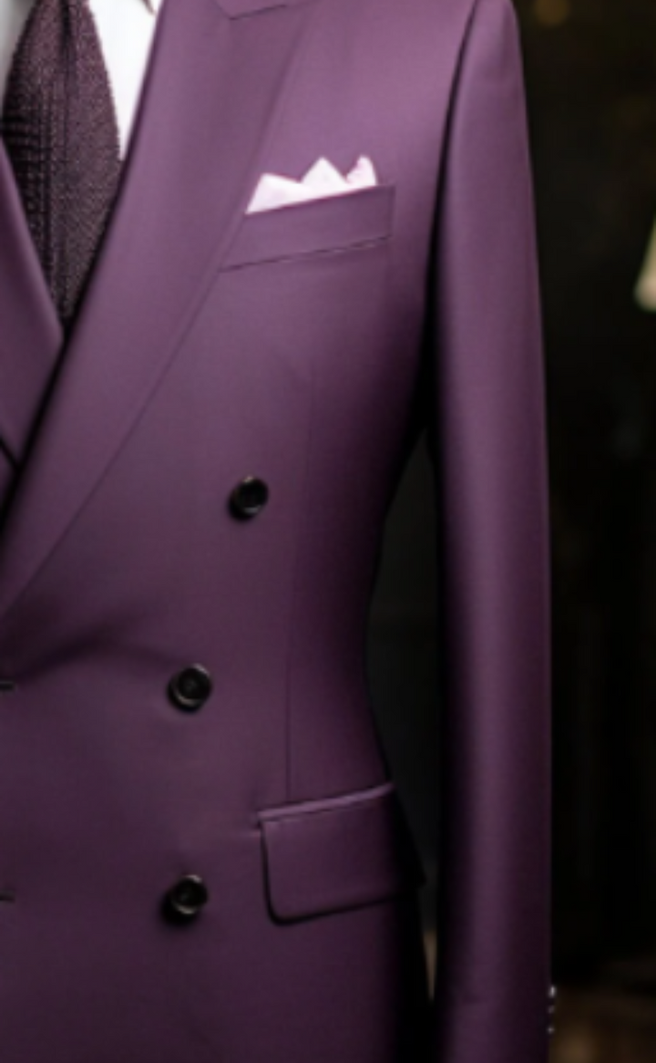 Royal Elegance: Men's Purple Double Breasted Suit for Men