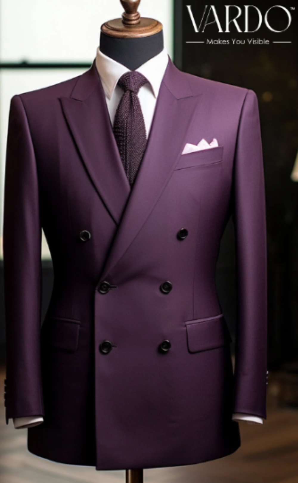 Royal Elegance: Men's Purple Double Breasted Suit for Men