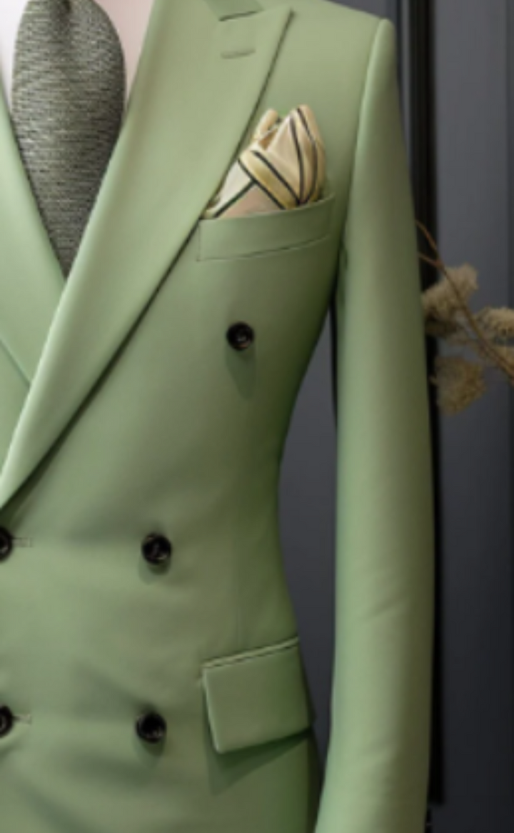 Men's Honey Dew Green Double Breasted Suit for Men