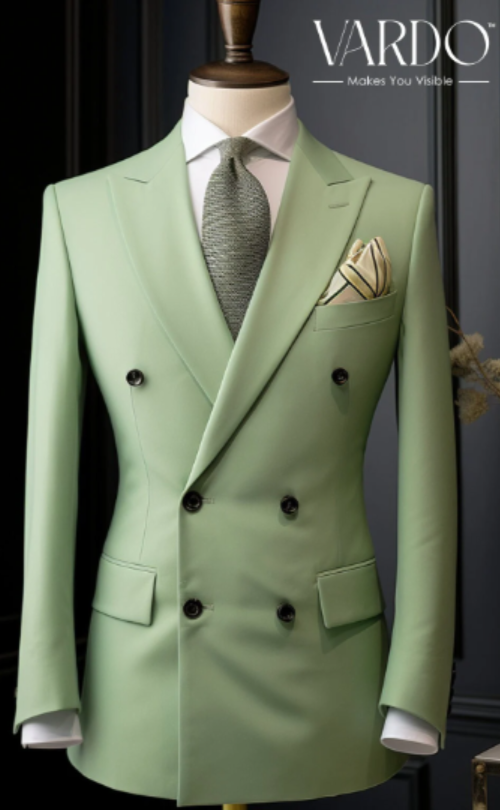 Men's Honey Dew Green Double Breasted Suit for Men