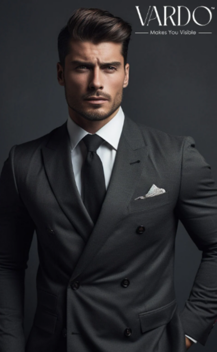 Premium Dark Grey Double Breasted Suit for Men