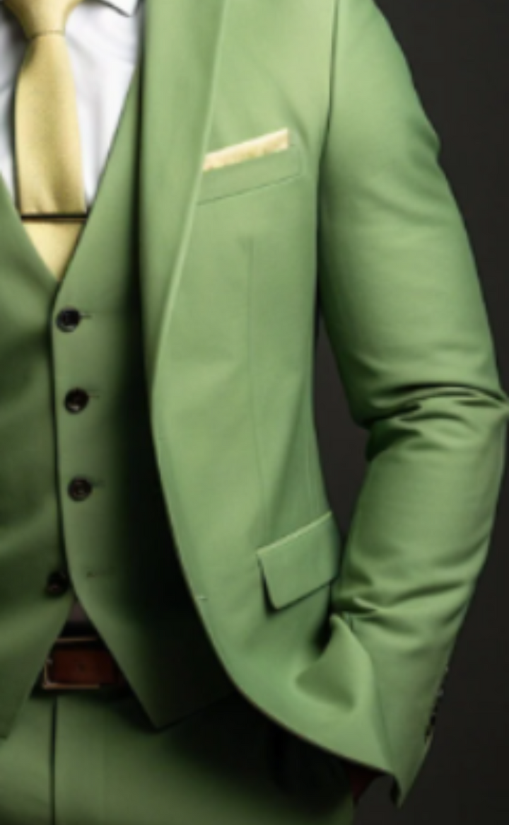 Elegant Honey Dew Green Three Piece Suit for Men