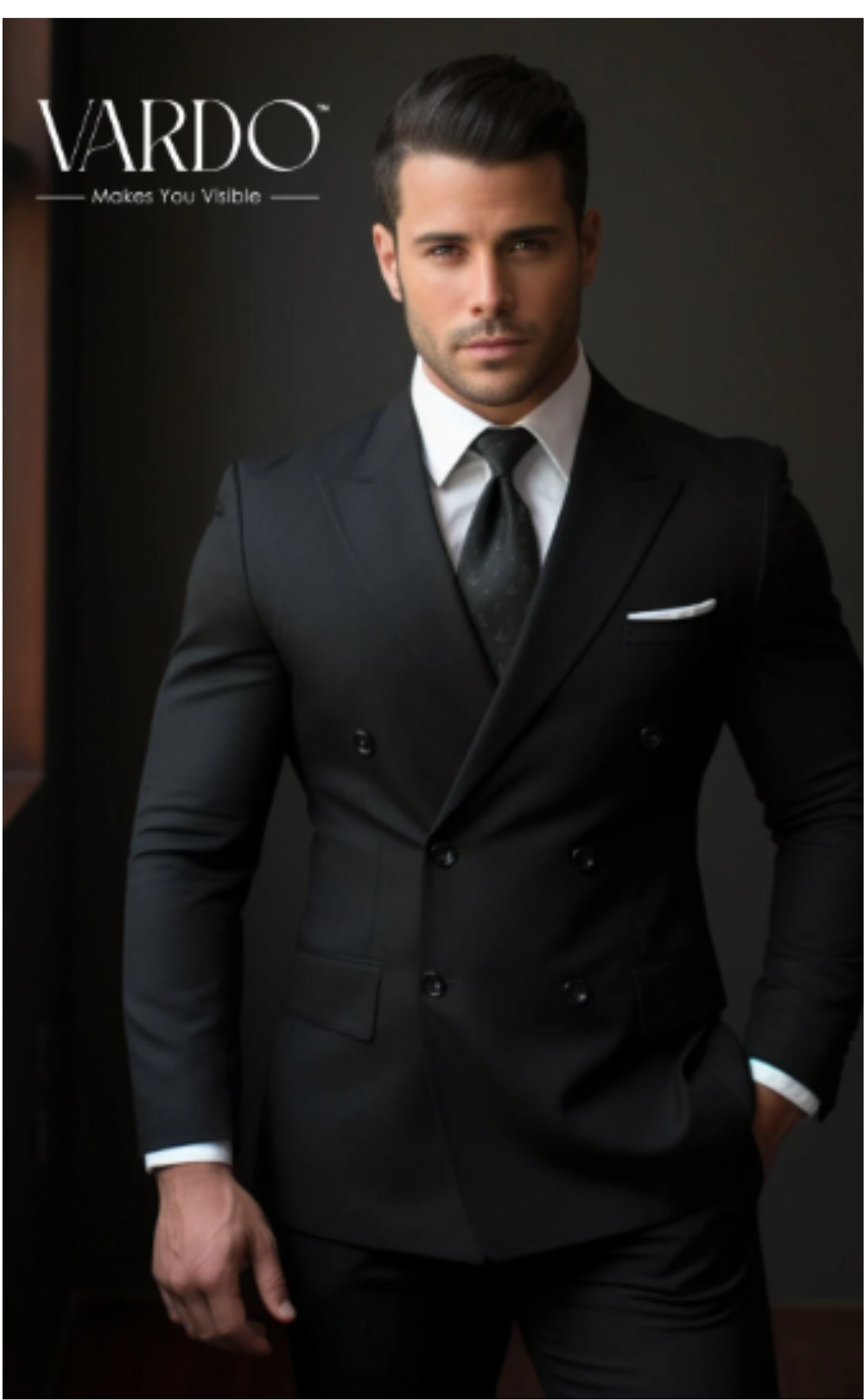 Men's Classic Black Double-Breasted Suit