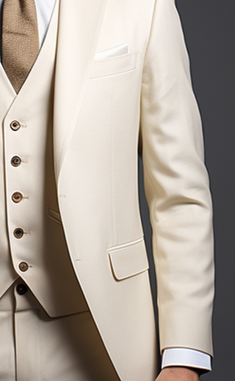 Men's Cream Three-Piece Suit