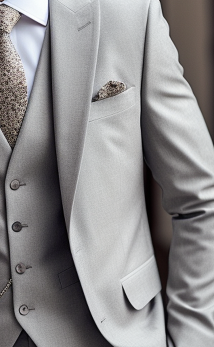 Stylish Light Grey Three-Piece Suit for Men