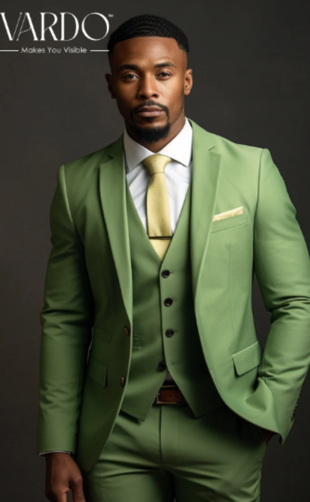 Elegant Honey Dew Green Three Piece Suit for Men