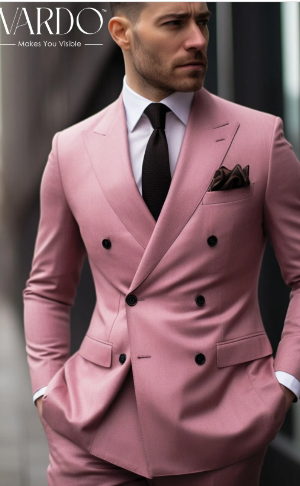 Elegant Dusty Rose Double Breasted Suit for Men- High Quality Tailored Suit-Tailored Fit-The Rising Sun store, Vardo