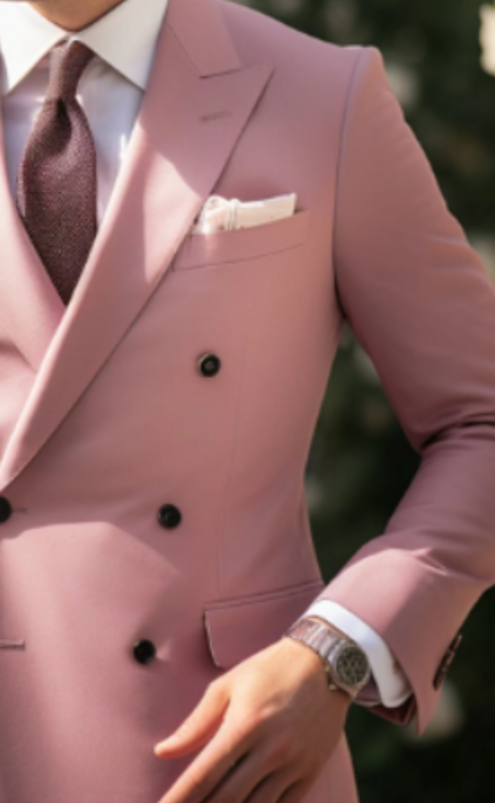 Dapper Men's Dusty Rose Double Breasted Suit