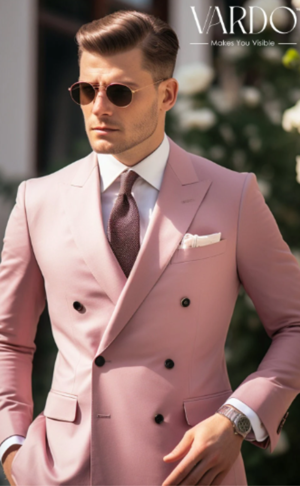 Dapper Men's Dusty Rose Double Breasted Suit