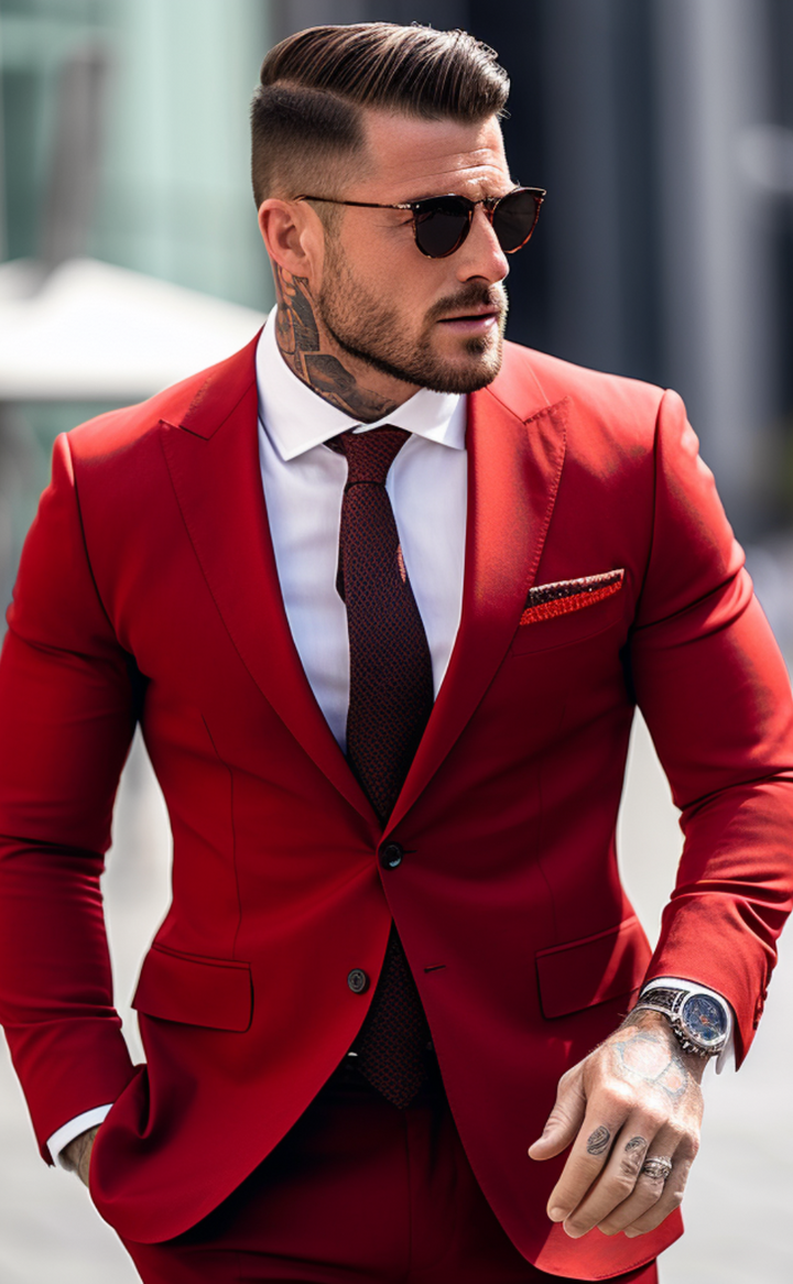 Red Two Piece Wedding and Business Suit for Men - Bold, Elegant, and Versatile